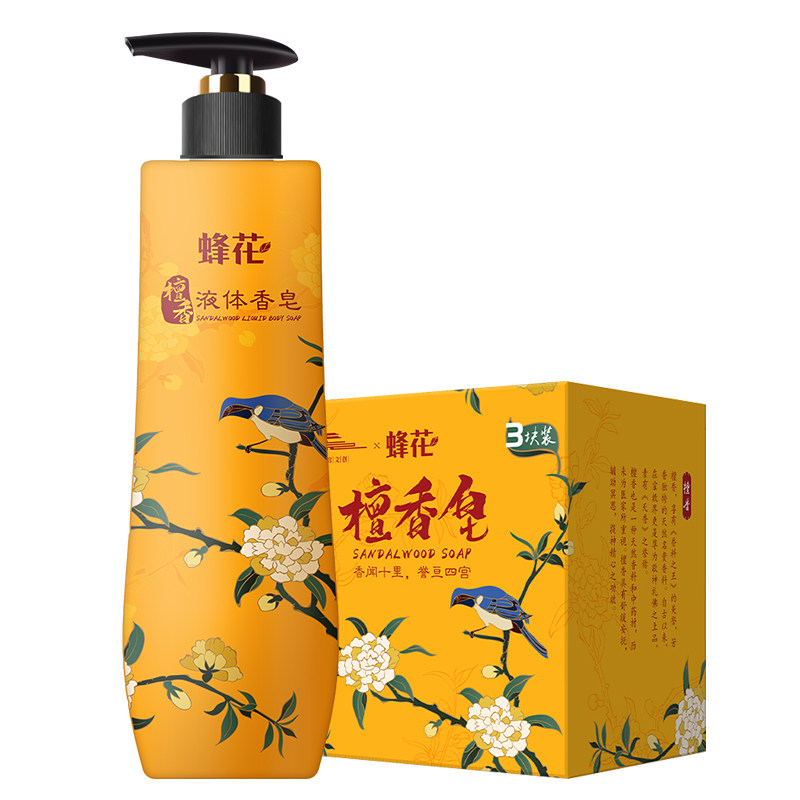 蜂花檀香皂105g3块液体香皂沐浴露 上海香皂香皂