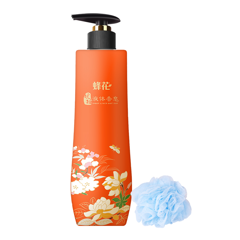 上海香皂旗舰店蜂花琥珀液体精油皂500g琥珀水密桃香留香持久女士沐浴露洗澡香皂3