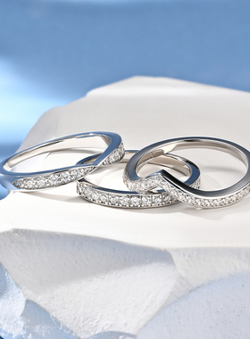 卓蝶珠宝S925银镀18K白金钻戒指