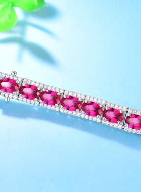 手链卓蝶镀白金镶嵌合成蓝宝石