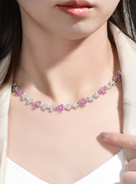 卓蝶珠宝银镀金甜美花朵项链女