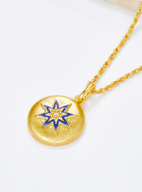 双面可带精致复古风精工黄金吊坠