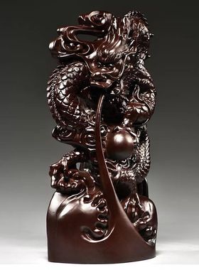 黑檀木雕刻龙行天下摆件实木十二