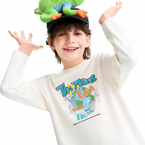 【商场同款】安奈儿童装男童圆领长袖T恤2026春新款弹力AB611025 - 图1