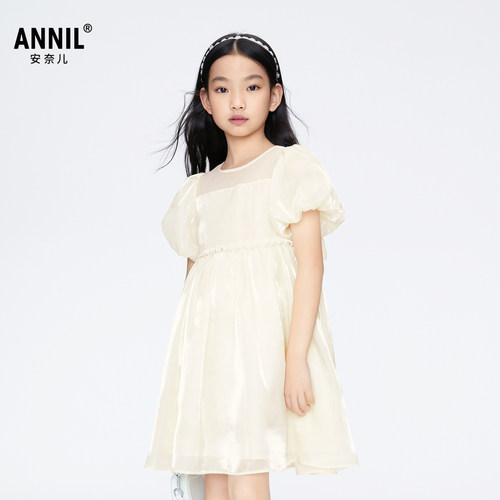 【商场同款】安奈儿童装女童礼裙夏新款泡泡袖公主裙AG423778 - 图0