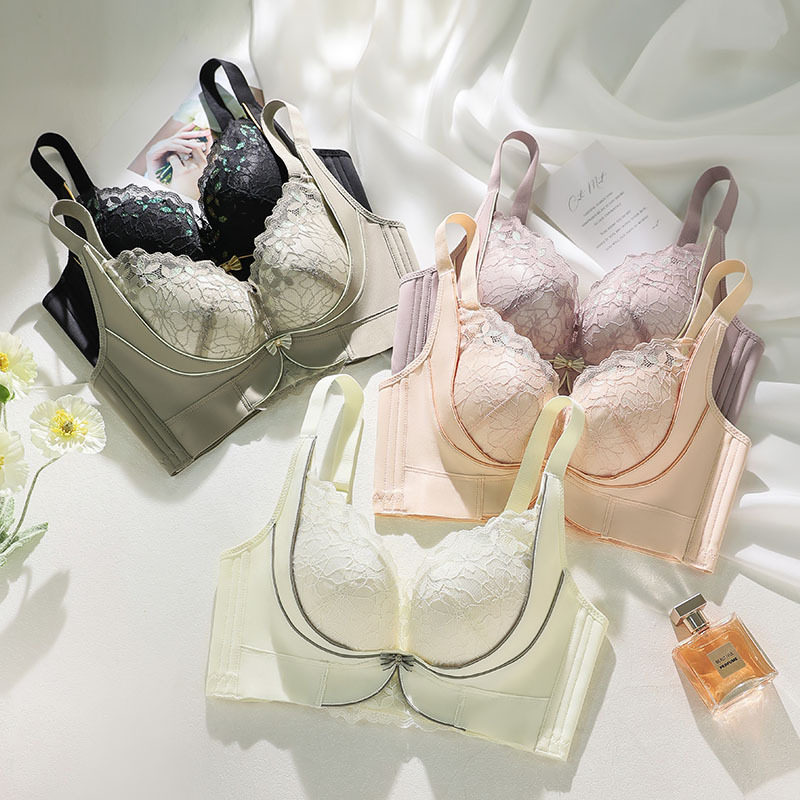 防外扩内衣蕾丝小胸聚拢显大上托文胸调整型收副乳防下垂A90B95C - 图2