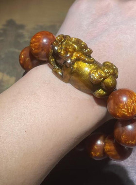 非金属亚克力手链 金丝貔貅单圈手链时尚轻奢素款手工极简百搭