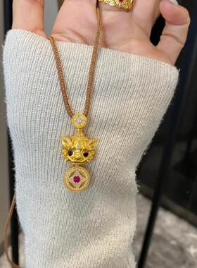 合金项链 眨眼轻奢招财貔貅气质镶嵌祥云灵动项链时尚精美素款