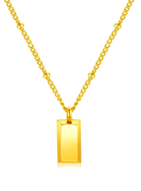 合金项链 简约小方块方砖锁骨链轻奢时尚百搭项链小众设计感个性