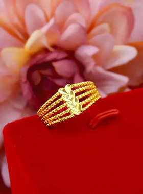 合金戒指 精致气质女士四心排戒可调节戒指时尚经典精美百搭素款