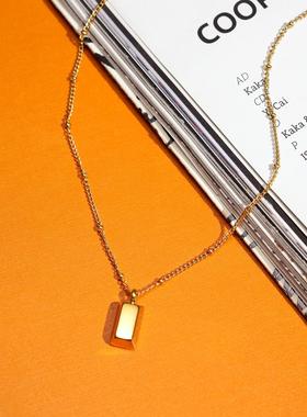 合金项链 气质小方块锁骨链女网红几何项链时尚百搭简约大气轻奢