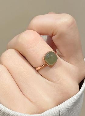 合金亚克力戒指 气质方糖戒指女复古小众设计感指环ins百搭国风