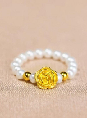 合金亚克力戒指 2025年新款玫瑰花戒指中国风百搭送妈妈礼物时尚