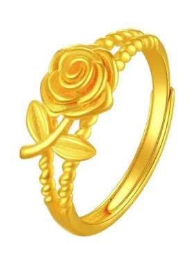 合金戒指 设计感气质精工小香风灵动法式时髦氛围玫瑰花戒指精美