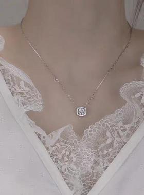 合金项链 精美小巧几何方糖项链时尚复古简约百搭小众锁骨链轻奢