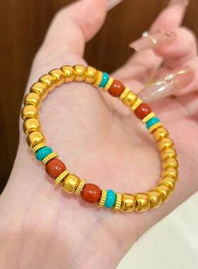 合金手链 新中式国潮风黄色豆豆红蓝手链时尚小众ins精美手串