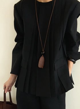 合金布艺项链 气质复古黑色时尚米果项链灵动法简约氛围感百搭