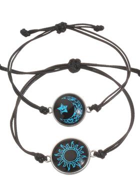 非金属亚克力手链 2025日月恋人夜光手链欧美ins情侣手工编绳手链