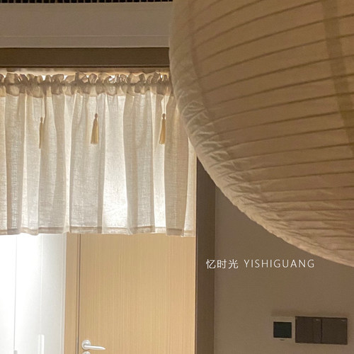 厨房半遮光亚麻质感棉麻门帘半帘咖啡帘餐厅短帘隔断帘柜帘免打孔 - 图3
