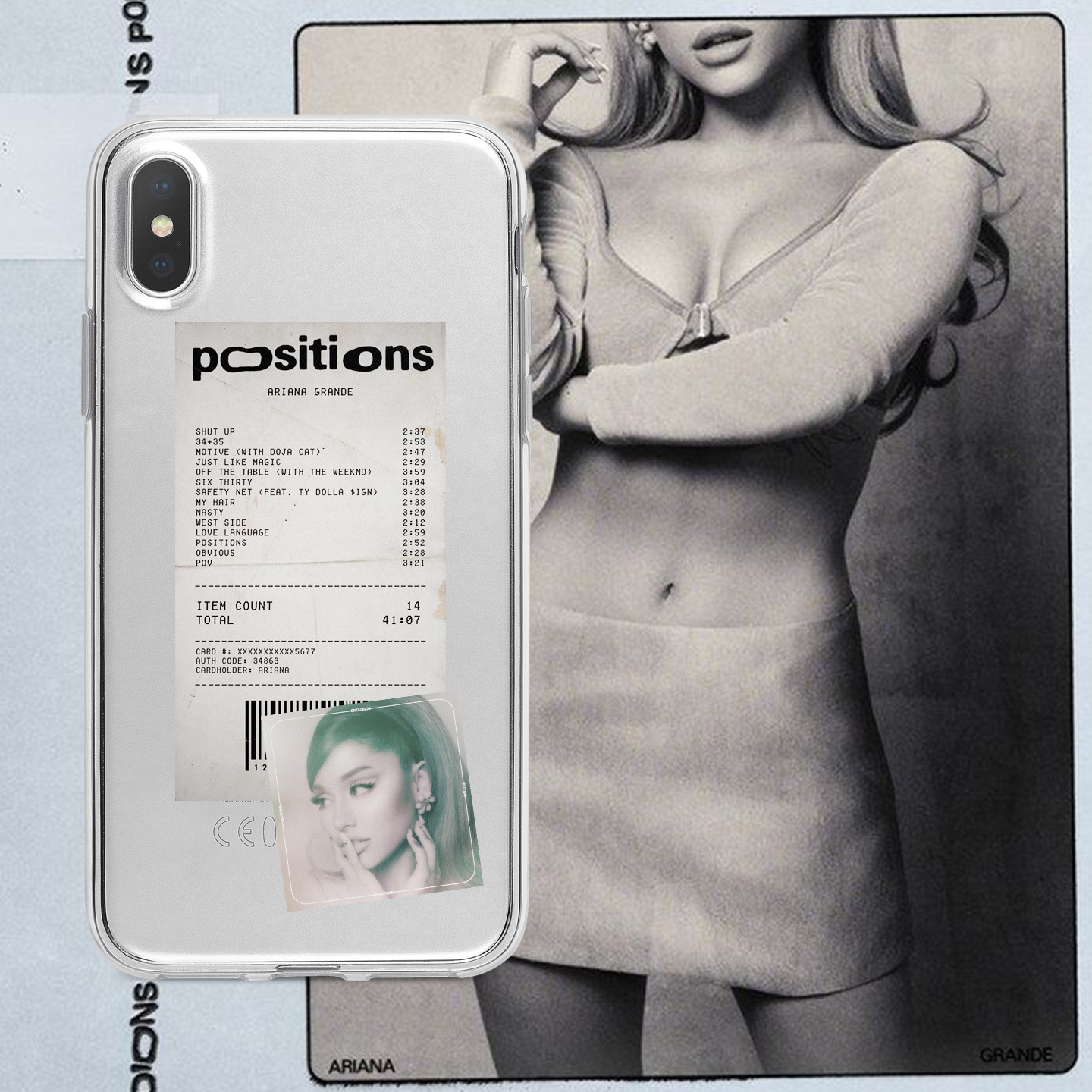 kristem原创设计A妹Ariana Grande专辑名单album list简约DIY适用于苹果i15i16pro华为三星oppo透明手机壳 - 图2