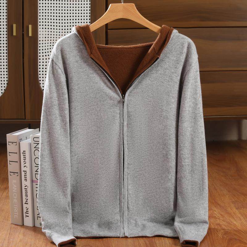 双面可穿加厚100%纯羊毛开衫外套男装秋冬新款针织衫连帽毛衣外穿,淘宝优惠券,粉丝福利购,淘宝优惠卷