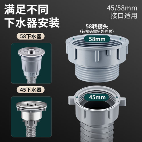 厨房洗菜盆下水管配件洗碗池水槽防臭排水管加长管通用下水器套装 - 图1