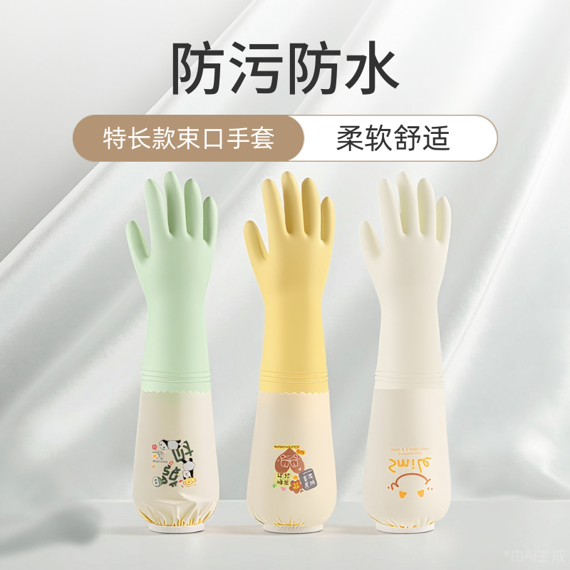 洗碗手套女厨房耐用型加长防水家务清洁洗衣服专用一体绒加绒加厚,淘宝优惠券,粉丝福利购,淘宝优惠卷