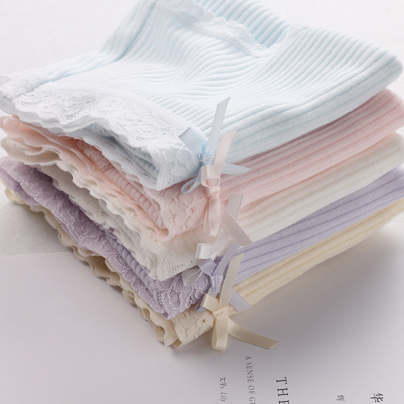 4条内裤女纯棉中腰蕾丝亲肤全棉裆100%三角内裤简约学生少女短裤,淘宝优惠券,粉丝福利购,淘宝优惠卷