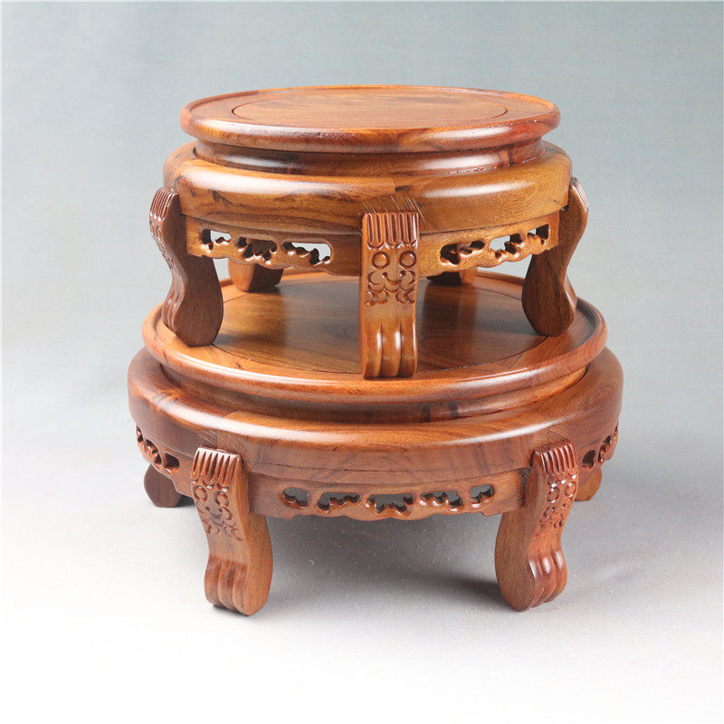 实木圆形花瓶盆景鱼缸摆件酒坛佛像茶壶奇石工艺品托架底座木雕,淘宝优惠券,粉丝福利购,淘宝优惠卷