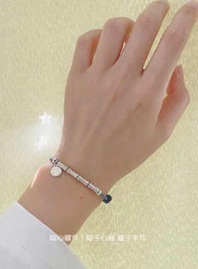 原创简约编织手绳s925竹节礼物