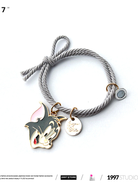 情侣编织皮筋卡通磁吸手绳