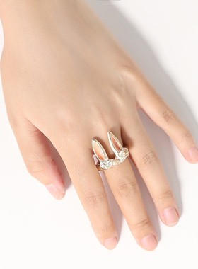 可爱卡通兔耳朵戒指女