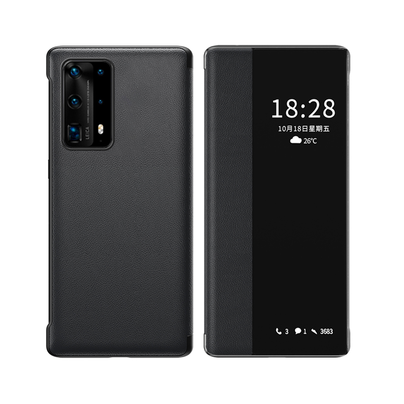 适用于华为P40手机壳p40pro翻盖保护套华为P40Pro皮套p40pro+5g限量版p40全包高档防摔智能视窗男女潮5G商务 - 图0