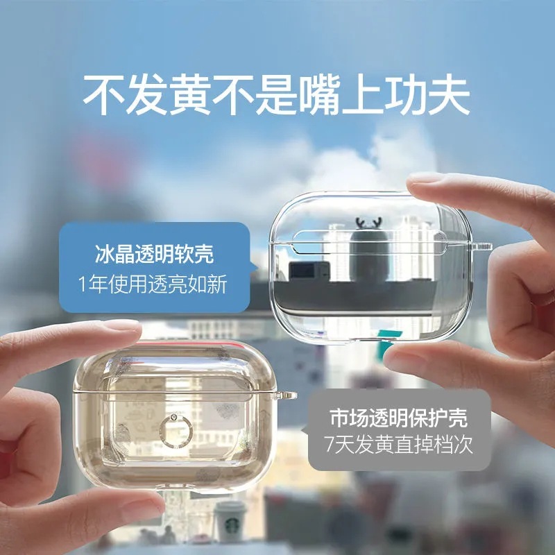 新款适用于苹果AirPods1/2代无线蓝牙耳机套AirPodspro2透明简约硅胶保护软壳AirPodspro盒全包防摔AirPods23