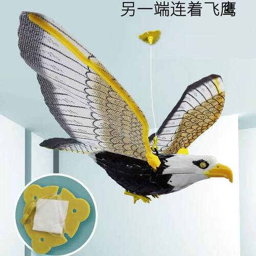 仿真电动鹦鹉吊线飞鹰振动翅膀声音发光动物老鹰儿童拉线鸟类玩具 - 图3