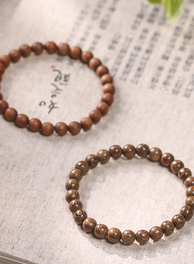 天然绿檀木手串男女款文玩佛珠念珠檀香木质手饰品配珠散珠新中式