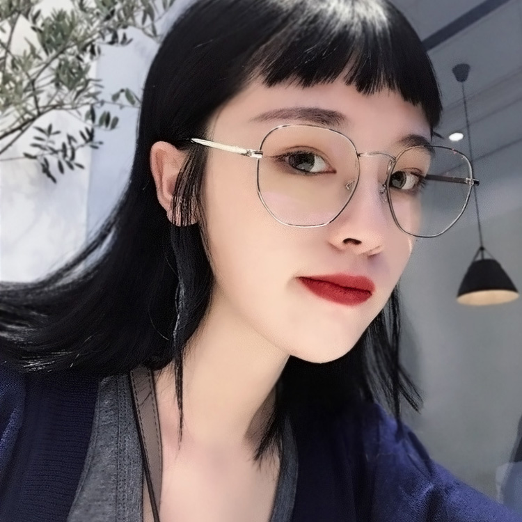 眼镜框女韩版潮防辐射蓝光网红款素颜平光镜大框圆脸金边可配近视 眼镜框女韩版潮防辐射蓝光网红款素颜平光镜大框圆脸金边可配近视