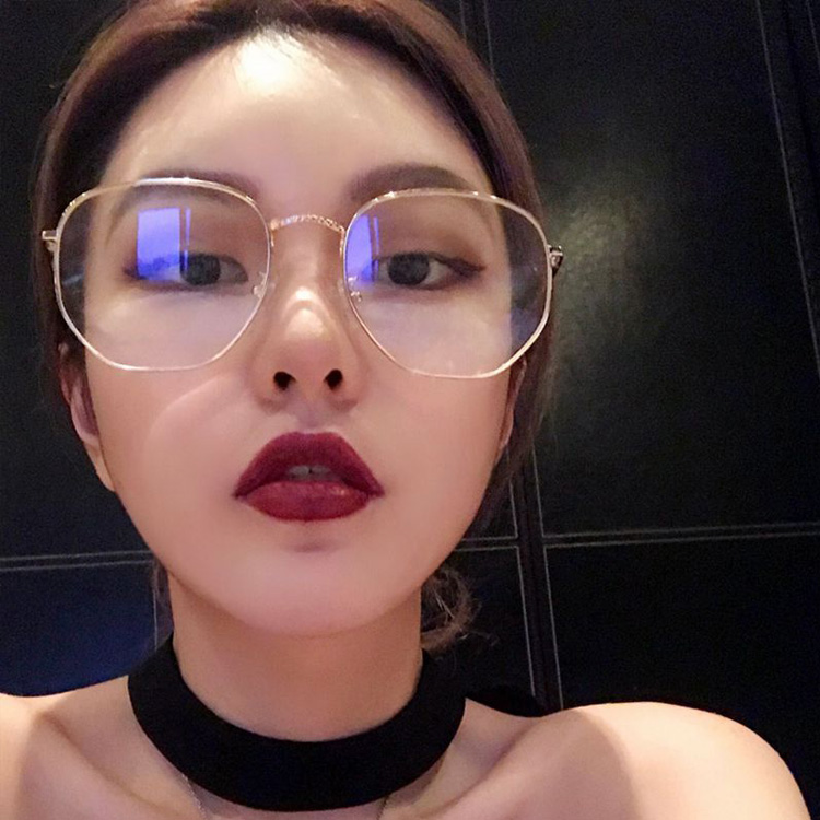 眼镜框女韩版潮防辐射蓝光网红款素颜平光镜大框圆脸金边可配近视 眼镜框女韩版潮防辐射蓝光网红款素颜平光镜大框圆脸金边可配近视