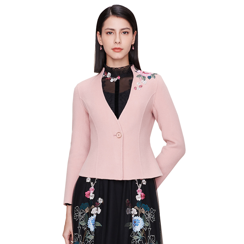 SUSSI古色冬高端商场同款一粒扣羊毛毛呢西装外套女短款 - 图3