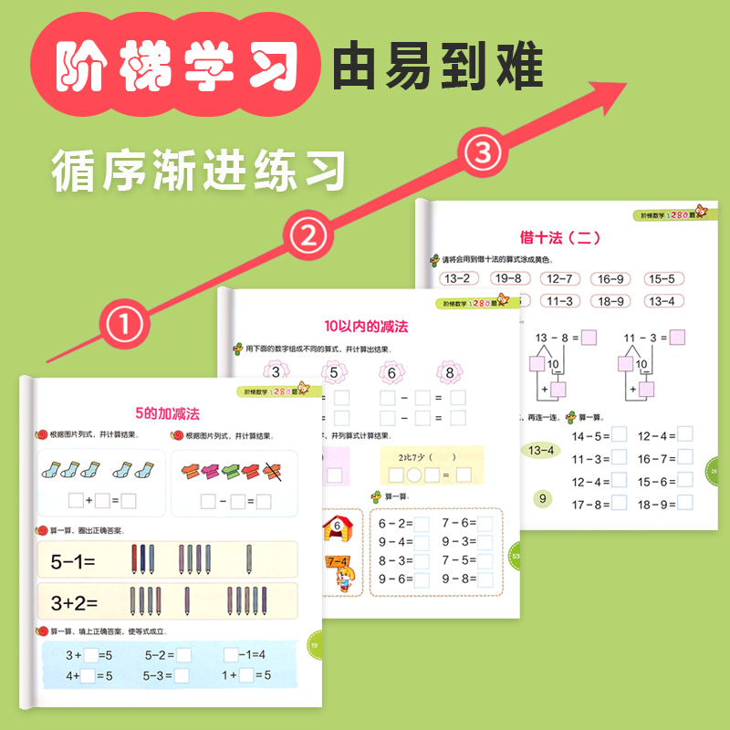 幼小衔接每日一练数学练习题10/20以内加减法天天练二十以内进位退位混合运算幼升小学前班幼儿园中班大班教材练习册全套寒假作业