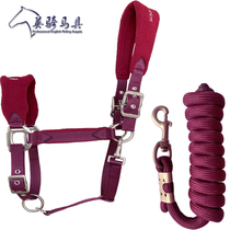 High-end rocking grain suede anti-grinding horse cage head 2 m lead-horse rope suit adjustable horse-tap cage sleeve Rama rope