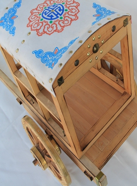 勒勒车模型蒙古特色手工艺装饰品牛拉车蒙餐蒙古包展厅微景观摆件