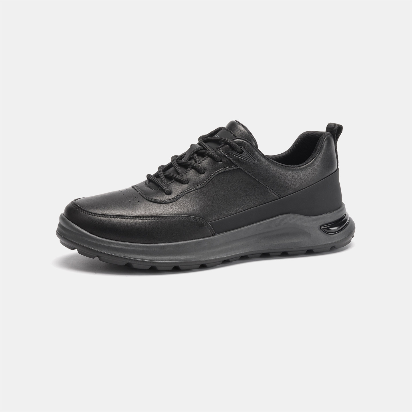 Aokang Men's Shoes Spring New Sports Leather Shoes Black Work and Commute Waterproof Anti-Slip Lace-up Breathable Casual Shoes