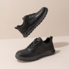 Aokang Men's Shoes Spring New Sports Leather Shoes Black Work and Commute Waterproof Anti-Slip Lace-up Breathable Casual Shoes
