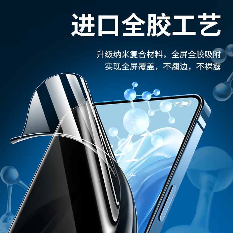 适用opporeno10pro防窥膜reno11钢化水凝膜reno9/8/4/5/6pro+手机膜全屏oppo曲屏软膜por防窥屏7se十全包5K - 图2