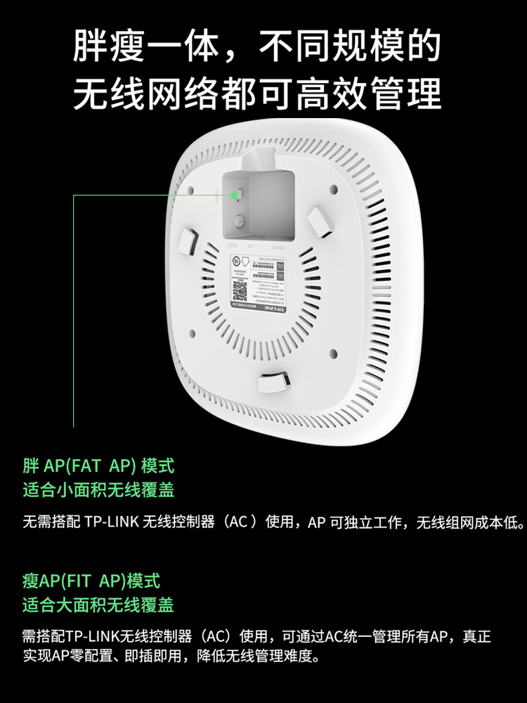 TP-LINK无线吸顶式ap套装千兆双频AC1900M全屋wifi覆盖POE供电路由器室内组网家用别墅商用企业AP1206GC-PoE-图3