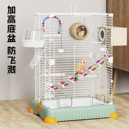 洁西鹦鹉鸟笼虎皮玄凤牡丹文鸟绣眼大号别墅金属居家大空间观赏笼 - 图3
