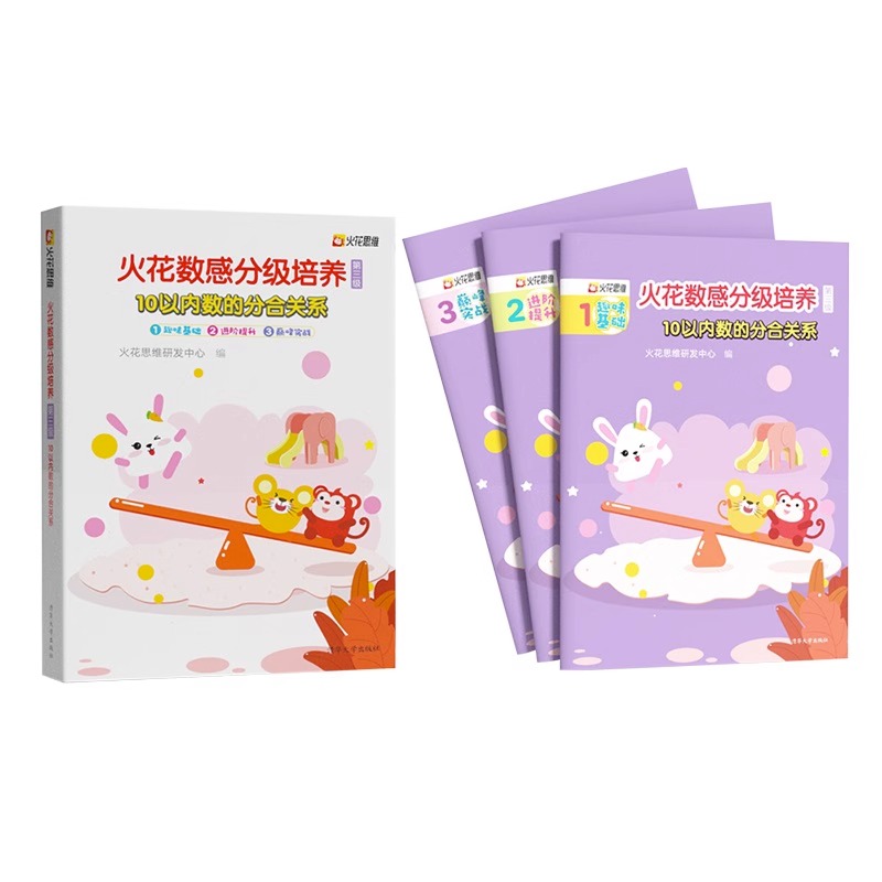 火花数感分级培养1-5级 全5册6-12岁儿童数学启蒙书籍 幼小衔接整合教材 一年级小学入学准备幼儿园数学加减法练习册 火花思维研发