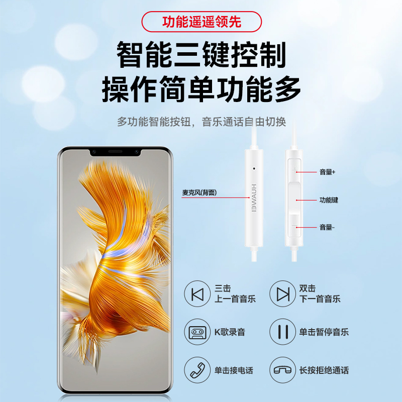 华为耳机有线cm33原装正品type-c通用mate60/p60/40音质遥遥领先 - 图2