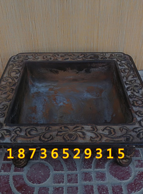 风水新款铸铁加厚盆炭火盆八卦图盆家居用品影视道具工艺品摆件